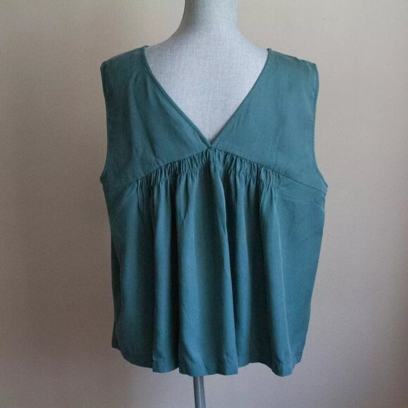 Ann Taylor LOFT PLUS Shirred Back Shell - Teal - Size 16 Plus - Picture 4 of 6